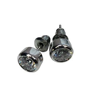 Sterling Silver CZ Studs 2 Carat Post Earrings 925 Round Faceted Cubic Zirconia